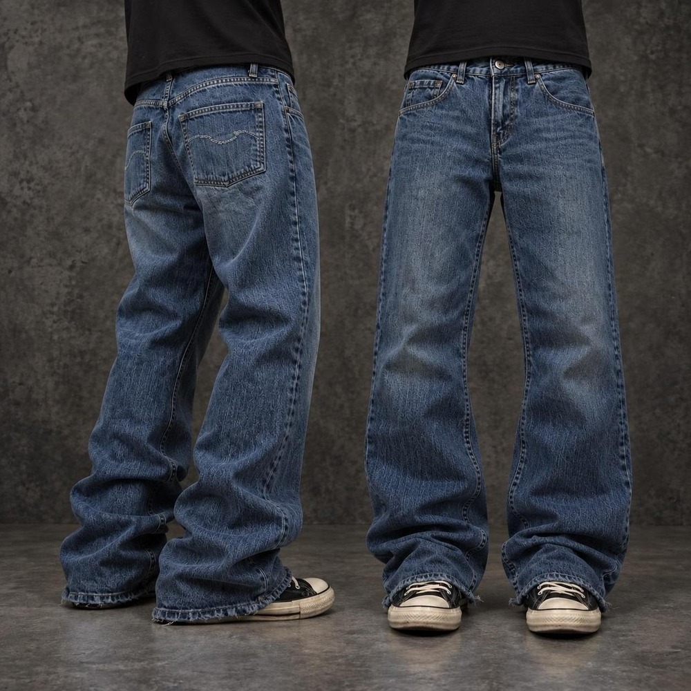 30x28 Blue Wide-Leg Bootcut Jeans Y2K Vintage